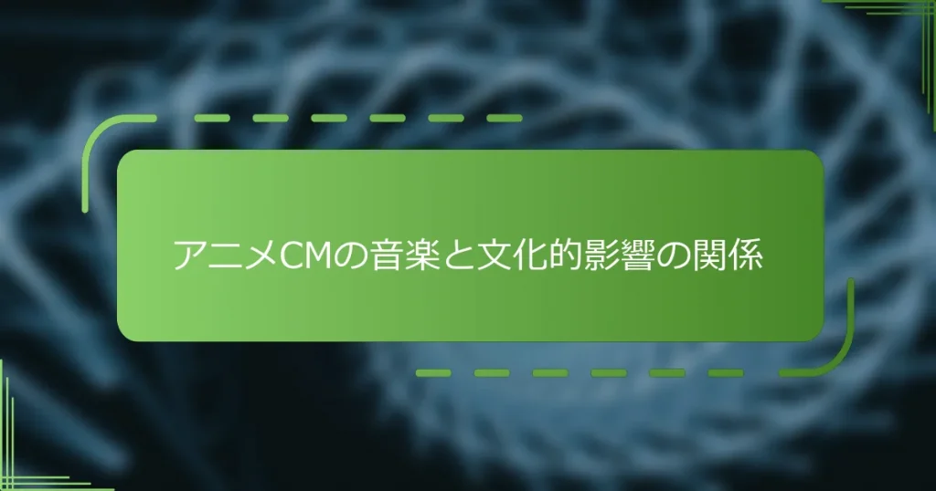 アニメCMの音楽と文化的影響の関係