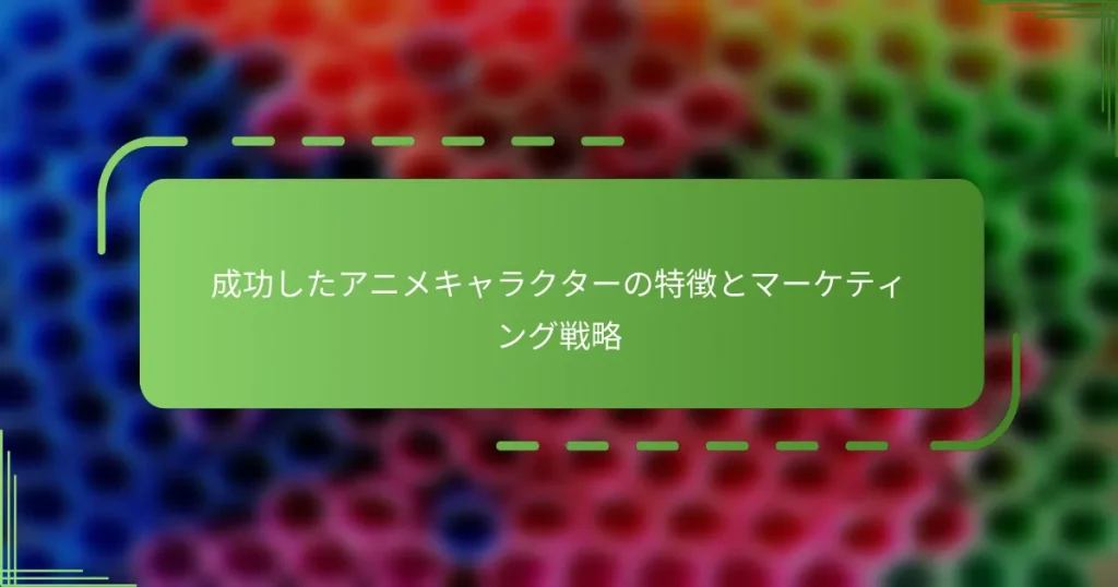 成功したアニメキャラクターの特徴とマーケティング戦略