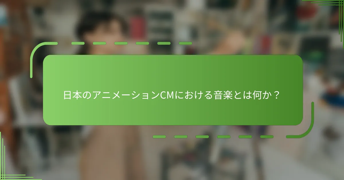 日本のアニメーションCMにおける音楽とは何か？
